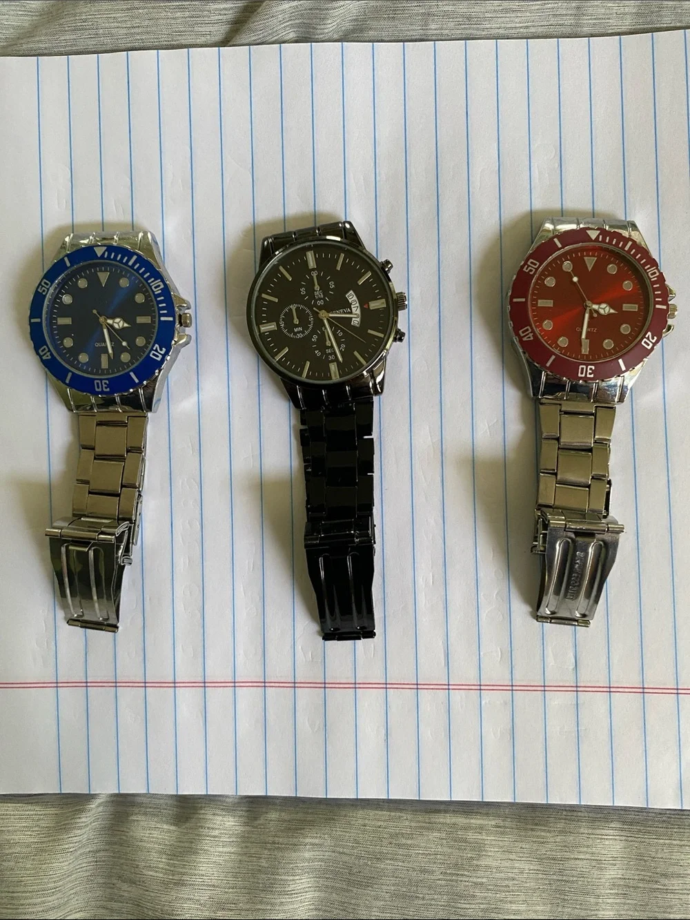 Men's Stainless Steel Watch with Black Dial and Bracelet